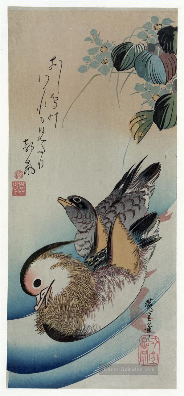 Zwei Mandarinen Enten 1838 Utagawa Hiroshige Ukiyoe Ölgemälde
